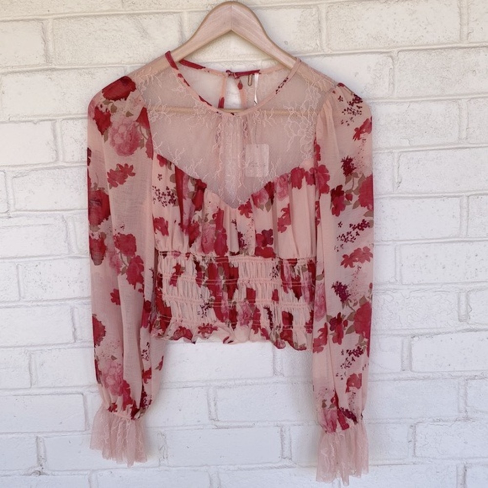NWT Free People Daphne Blouse in Romantic Combo S - Picture 2 of 12